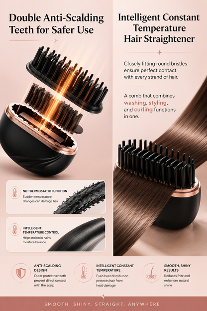 BeauTQ LumiStraight™ — Cordless Straightening Brush